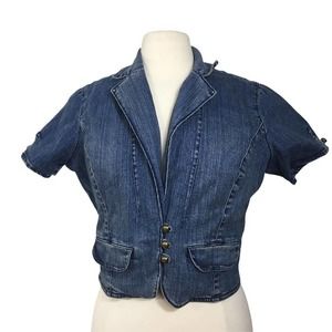 A.N.A. Denim Cropped Blazer Stretchy Jean Jacket Large